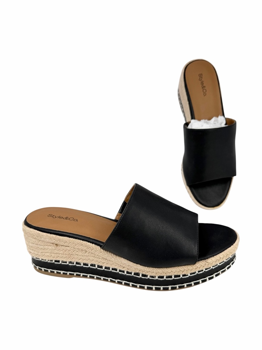 Style Co Women's Hayess Wedge Sandals Black Size 9M